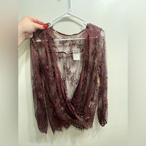 maroon lace cover up size small